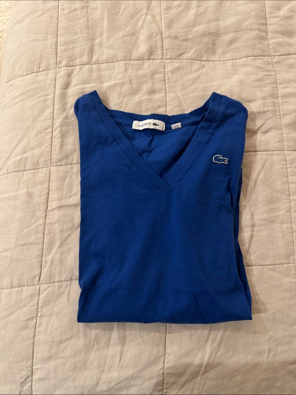 Lacoste V-Neck Tee in Bright Blue